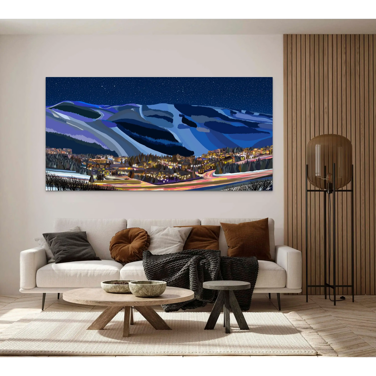 VAIL LIGHTS. Colorado Ski Fine Art. Original painting by Topher