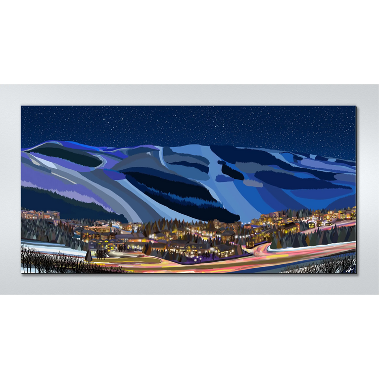 VAIL LIGHTS. Colorado Ski Fine Art. Original painting by Topher
