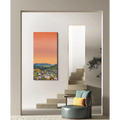 Painting of Park City Glow by artist Topher Straus in a room with a staircase