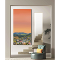 Original Painting of Park City Glow by artist Topher Straus in a room with a staircase